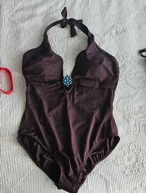 Magicsuit Brown One-Piece Swimsuit with Turquoise Accent